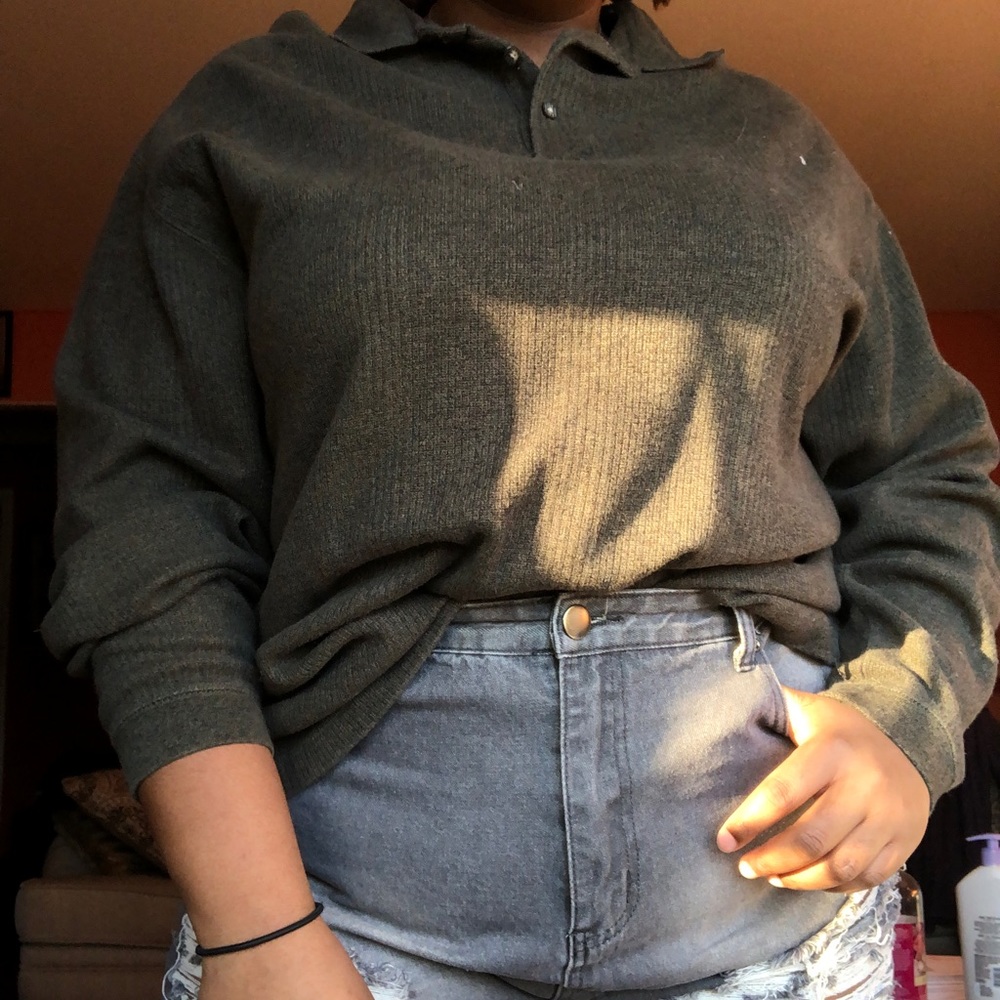 Oversized Unisex Ribbed Forest Green Sweater